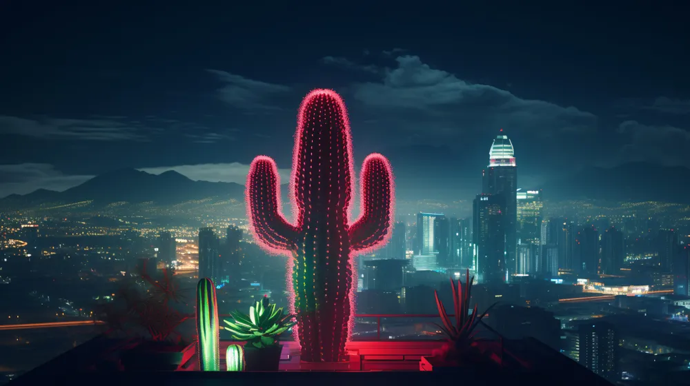 3d-rendering-vibrant-neon-cactus-desert